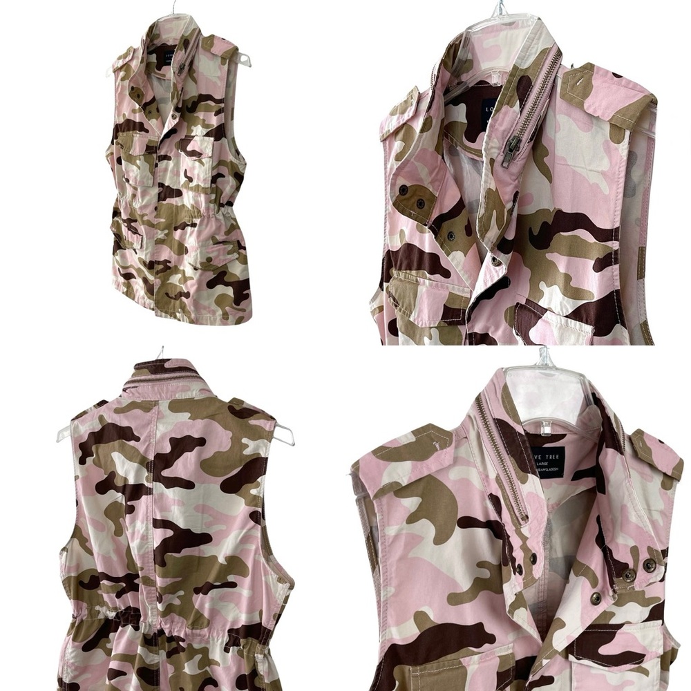 Love Tree Safari Pink Camouflage Military Anorak Vest - Picture 15 of 16